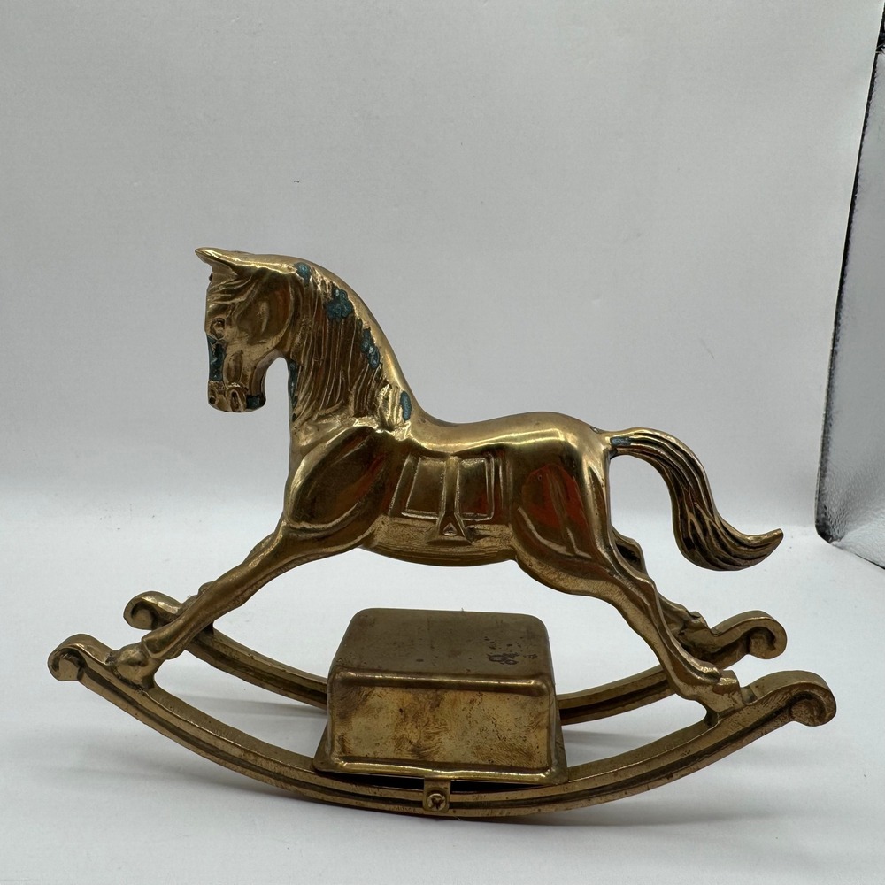 Rocking Horse Music Box Gold Brass Playground In My Mind Vintage Enesco